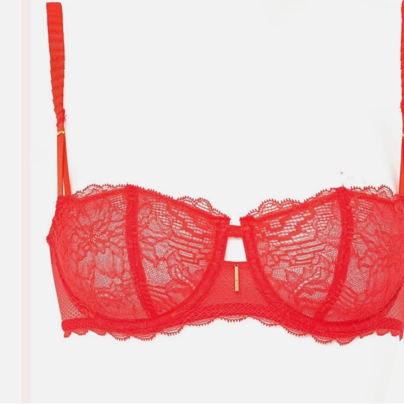 Women's Lace Unlined Demi Bra - Bright Poppy - Size 34B  NWT - Picture 2 of 4